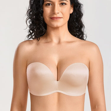Women's Plus Size Ivory Floral Padded Support Strapless Underwire Bra - SolaceConnect.com