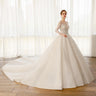 Women's Plus Size Long Sleeves Illusion Bodice Bridal Wedding Dresses Gowns - SolaceConnect.com