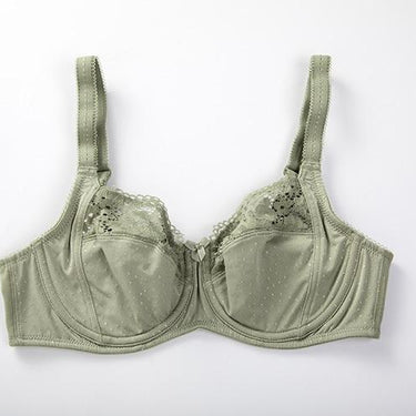 Women's Plus Size Olive Green Sheer Lace Full Coverage Non-Padded Underwire Bra - SolaceConnect.com