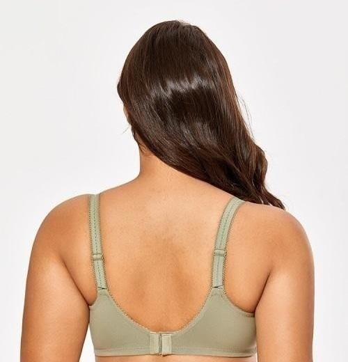 Women's Plus Size Olive Green Sheer Lace Full Coverage Non-Padded Underwire Bra  -  GeraldBlack.com