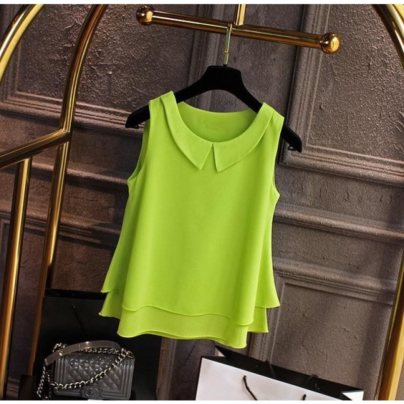 Women's Plus Size S-4XL Loose Sleeveless Chiffon Shirts for Summer Casual  -  GeraldBlack.com