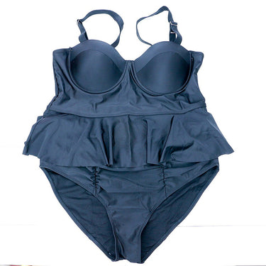 Women's Plus Size Swimwear Large Ruffle Underwired Top High Waist Bikini Set  -  GeraldBlack.com