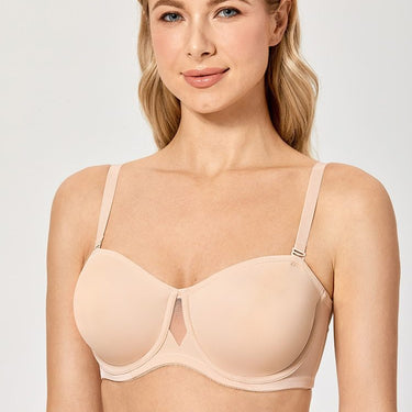 Women's Plus Size White Color Multiway Smooth Non Padded Strapless Bra - SolaceConnect.com