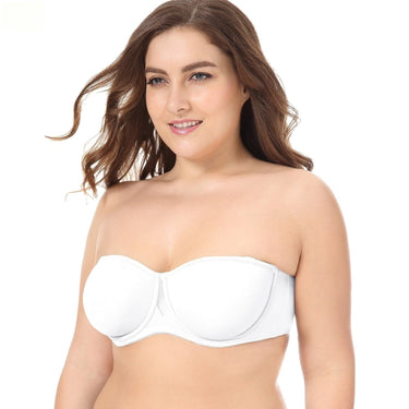 Women's Plus Size White Color Multiway Smooth Non Padded Strapless Bra  -  GeraldBlack.com