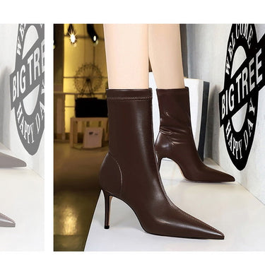 Women's Pointed Toe Style Fashion DesignerSimple Heel Sexy Slim Short Boots  -  GeraldBlack.com