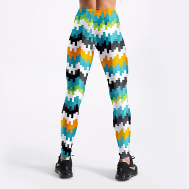 Women's Printed Color Pixel Aliasing Elastic Push Up Leggings for Workout - SolaceConnect.com
