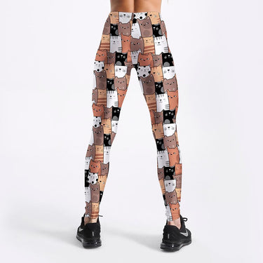 Women's Printed Funny Comic Cat Elastic Push Up Leggings for Workout - SolaceConnect.com