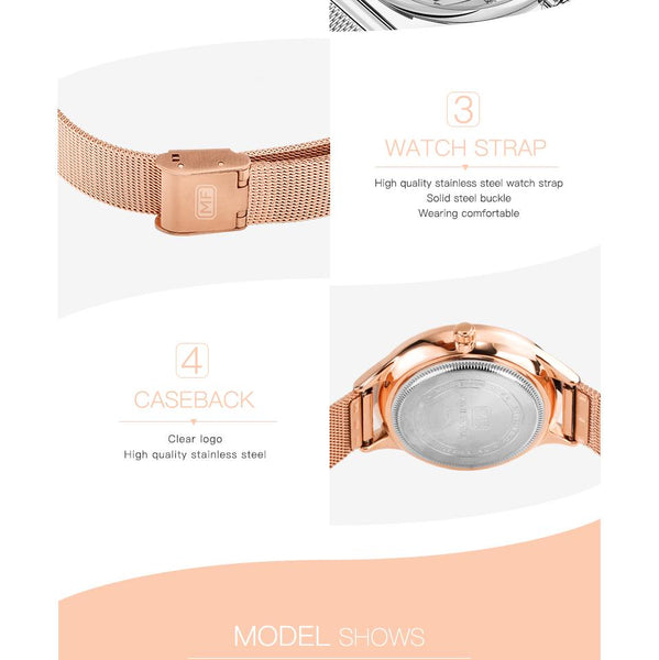 Women's Quartz Gold Clock Diamond Dress Montre Wristwatch Ladies Watches - SolaceConnect.com