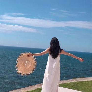 Women's Raffia Big Size Brim Floppy Panama Beach Sun Summer Visor Hat - SolaceConnect.com