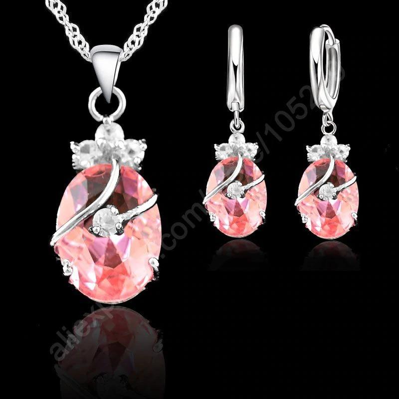 Women's Real 925 Sterling Silver Austrian Crystal Water Drop Jewelry Sets  -  GeraldBlack.com