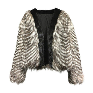 Women's Real Fox Fur Knitted Fashion Mink Coat Jacket Winter Outwear  -  GeraldBlack.com