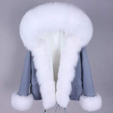 Women's Real Fox Raccoon Fur Full Sleeve Coat Thick Warm Hood Winter Jacket  -  GeraldBlack.com