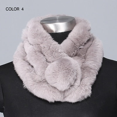 Women's Real Fur Scarf Luxury Big Rex Rabbit Fur Scarves Thick Warm Winter Fashion GLWJ005  -  GeraldBlack.com