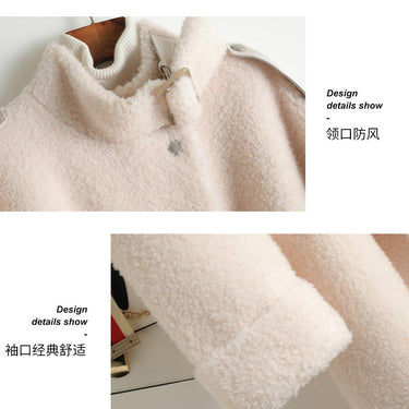 Women's Real Fur Shearling Wool Korean Fashion Lace-up Long Jacket  -  GeraldBlack.com