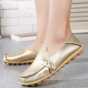 Women's Real Leather Soft Lace-Up Flats Driving Casual Moccasin Shoes  -  GeraldBlack.com
