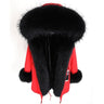 Women's Red with Black Natural Fox Fur Collar Coat Parka Jacket for Winter  -  GeraldBlack.com