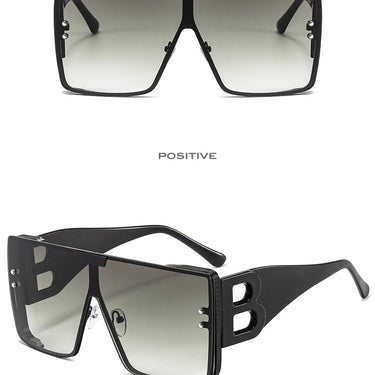 Women's Retro Fashion UV400 Large Frame Square Metal Sunglasses  -  GeraldBlack.com