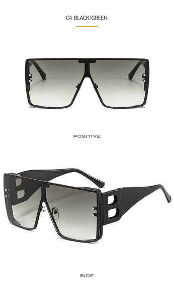 Women's Retro Fashion UV400 Large Frame Square Metal Sunglasses  -  GeraldBlack.com
