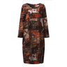 Women's Retro O Neck Long Sleeve Printed Calf Length Loose Dress - SolaceConnect.com