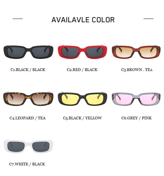 Women's Retro Trending Cool Rectangle Black Designer Sunglasses - SolaceConnect.com