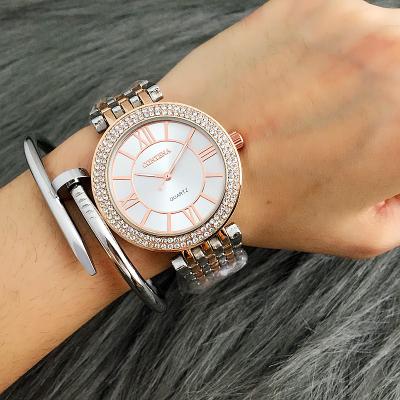 Women's Rhinestone Rose Gold Round Shaped Quartz Wristwatches - SolaceConnect.com