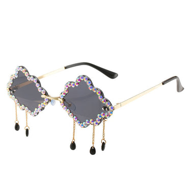 Women's Rimless Clouds Shape Tassel Rhinsetone Sunglasses Designer Blingbling Crystal Sun Glasses  -  GeraldBlack.com