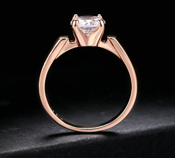 Women's Rose Gold Color Classic Cubic Zirconia 4 Prongs Wedding Ring  -  GeraldBlack.com