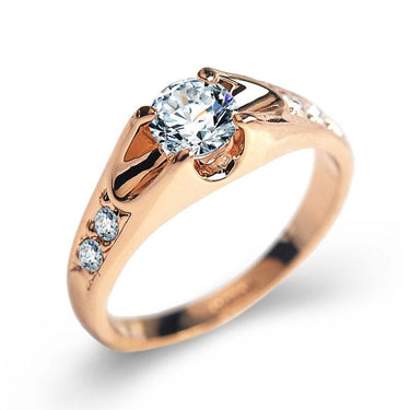 Women's Rose Gold Color Wedding Engagement Rings with Austrian Crystal - SolaceConnect.com