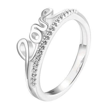 Women's Rose Gold "Love" Letter Pattern Crystal Wedding Ring - SolaceConnect.com