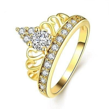 Women's Rose Gold Silver Cubic Zirconia Crown Engagement Love Gift Ring - SolaceConnect.com