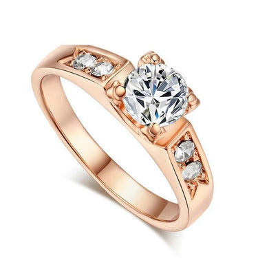 Women's Rose White &amp; Yellow Gold Classical Prong Setting Wedding Ring - SolaceConnect.com