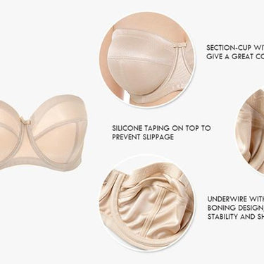 Women's Rose White Color Soft Cup Ultra Support Strapless Underwire Bra - SolaceConnect.com