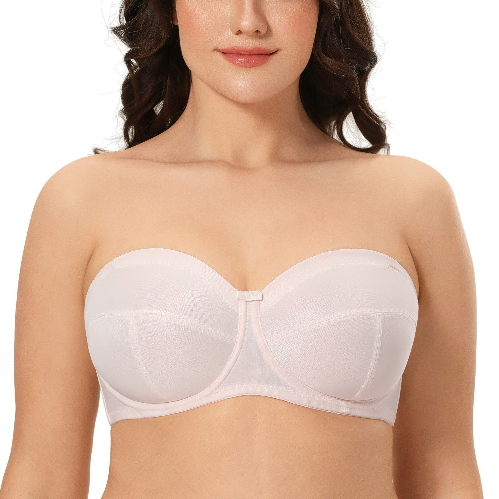 Women's Rose White Color Soft Cup Ultra Support Strapless Underwire Bra  -  GeraldBlack.com