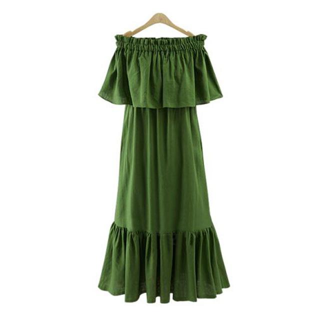 Women's Ruffle Off Shoulder Long Maxi Party Sundress for Summer - SolaceConnect.com