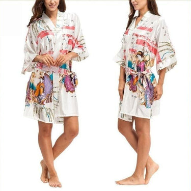 Women’s Satin Silk Half Sleeve Long Bridesmaid Kimono Bathrobes  -  GeraldBlack.com