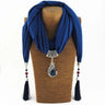 Women's Scarf Pendant Necklace with Nature Stone Pendant Fringe Tassel - SolaceConnect.com