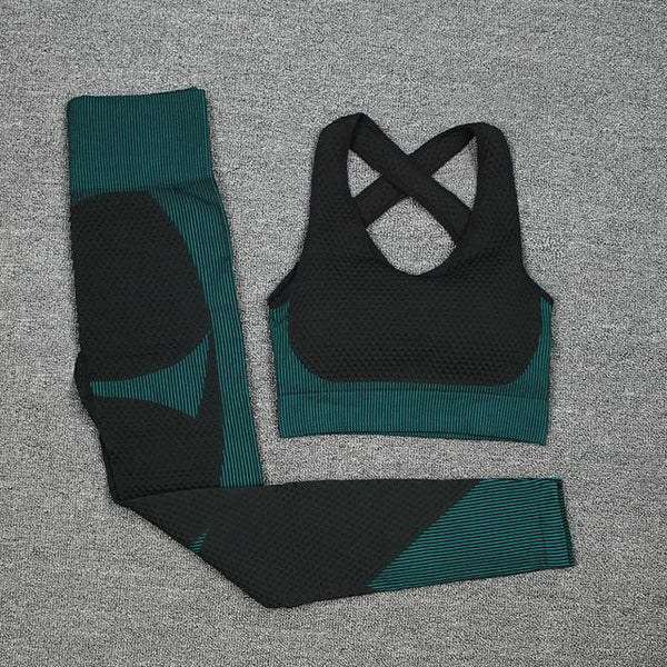 Women's Seamless Stretch Bra and Leggings Outfit Set for Yoga Fitness Jogging - SolaceConnect.com