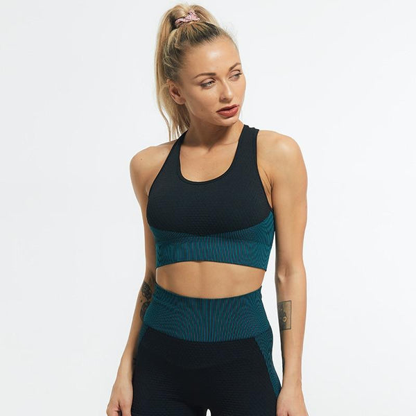 Women's Seamless Stretch Bra and Leggings Outfit Set for Yoga Fitness Jogging - SolaceConnect.com