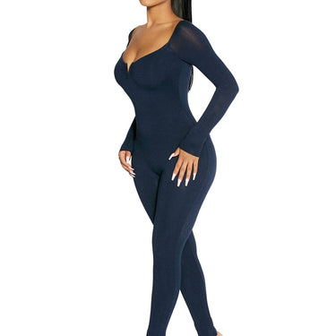 Women's Sexy Black Long Sleeve Cotton Bodycon Outfit Jumpsuits  -  GeraldBlack.com