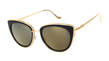 Women's Sexy Cat Eye Alloy Metal Frame Retro Sunglasses with Mirror Lens - SolaceConnect.com