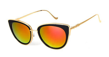 Women's Sexy Cat Eye Alloy Metal Frame Retro Sunglasses with Mirror Lens  -  GeraldBlack.com