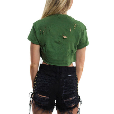 Women's Sexy Club Skinny Lace Up Mid Waist Hole Rivet Button Fly Shorts  -  GeraldBlack.com