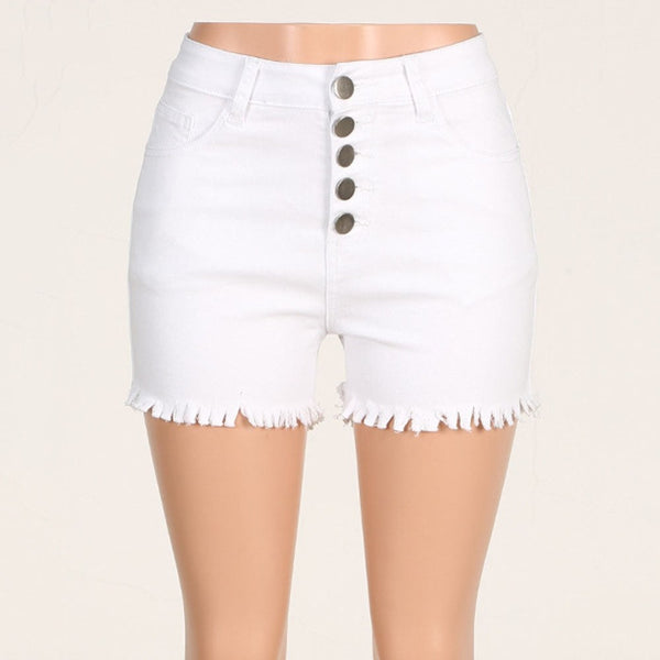 Women's Sexy Cotton High Waisted Button Pockets Skinny Jean Denim Shorts  -  GeraldBlack.com