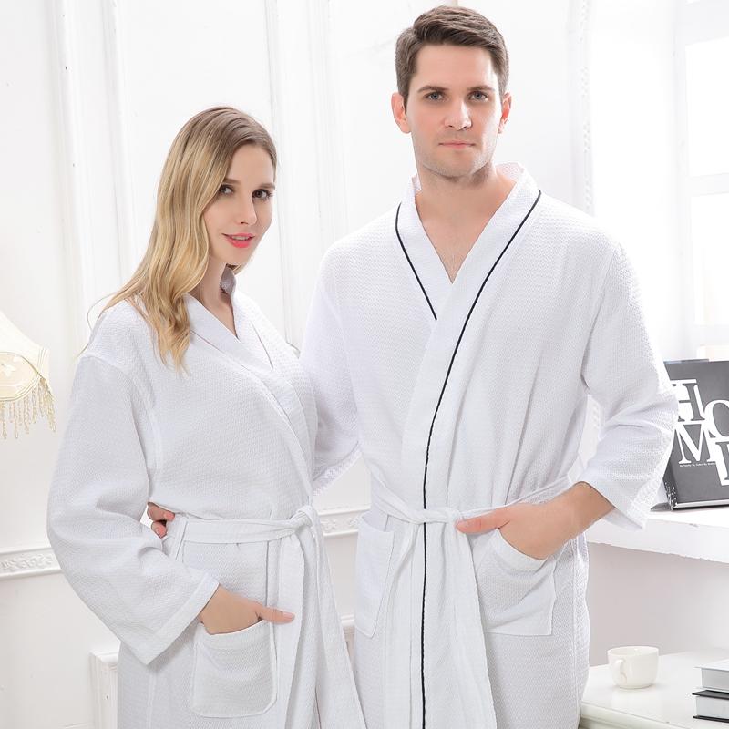 Women's Sexy Cotton White Long Sleeve Bathrobe Kimono Night Gown  -  GeraldBlack.com