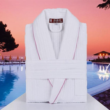 Women's Sexy Cotton White Long Sleeve Bathrobe Kimono Night Gown - SolaceConnect.com