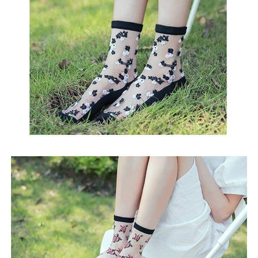 Women's Sexy Fishnet Lace Ruffle Soft Comfy Silk Socks with Frill Trim - SolaceConnect.com
