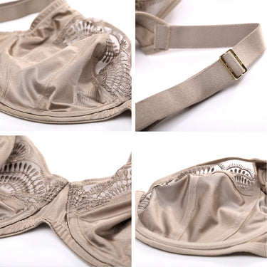 Women's Sexy Ivory Khaki Color Sheer Lace Non Padded Underwire Support Bra - SolaceConnect.com