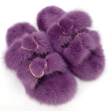 Women's Sexy Luxury Mink Fur Slides Designer Outdoor Slippers  -  GeraldBlack.com