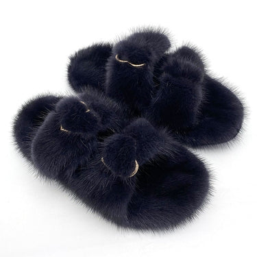 Women's Sexy Luxury Mink Fur Slides Designer Outdoor Slippers  -  GeraldBlack.com