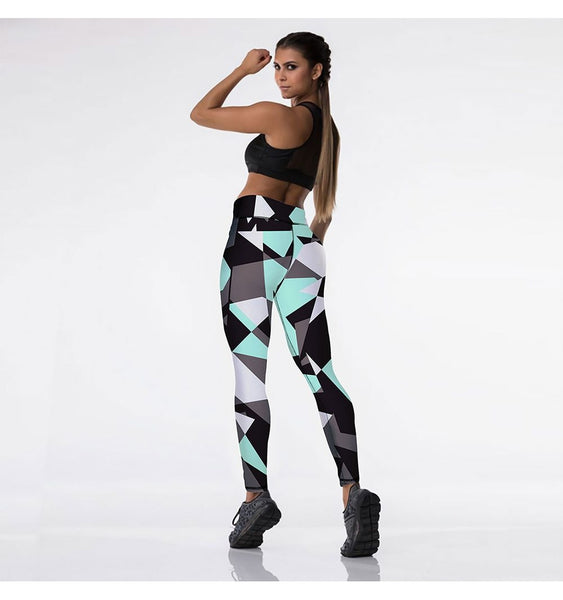 Women's Sexy Polygonal Rhombus High Waist Leggings for Fitness - SolaceConnect.com